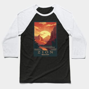 Zion National Park Vintage Travel Poster Baseball T-Shirt